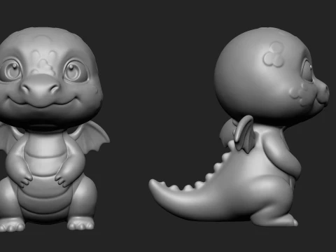 Stylized Baby Dragon Statue 3D Print 3D Print Model