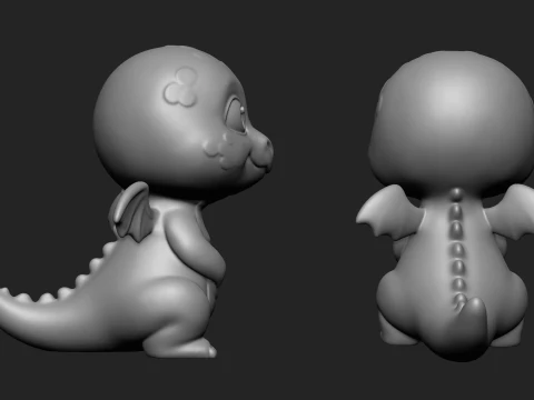 Stylized Baby Dragon Statue 3D Print 3D Print Model