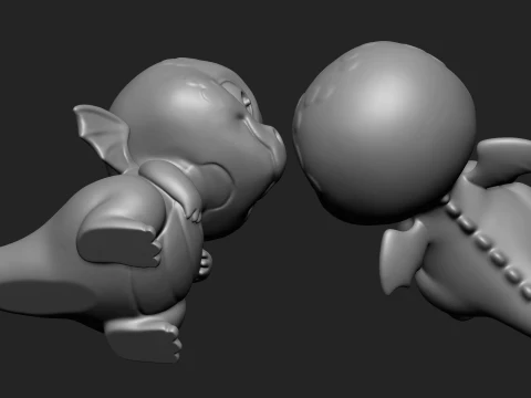 Stylized Baby Dragon Statue 3D Print 3D Print Model