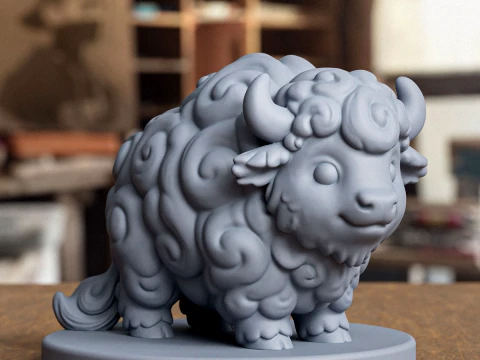 Stylized Baby Bison3D Print Model 3D Print Model