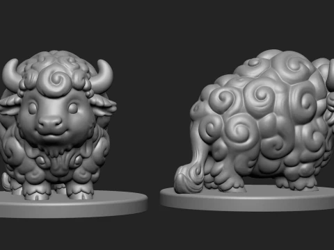 Stylized Baby Bison3D Print Model 3D Print Model