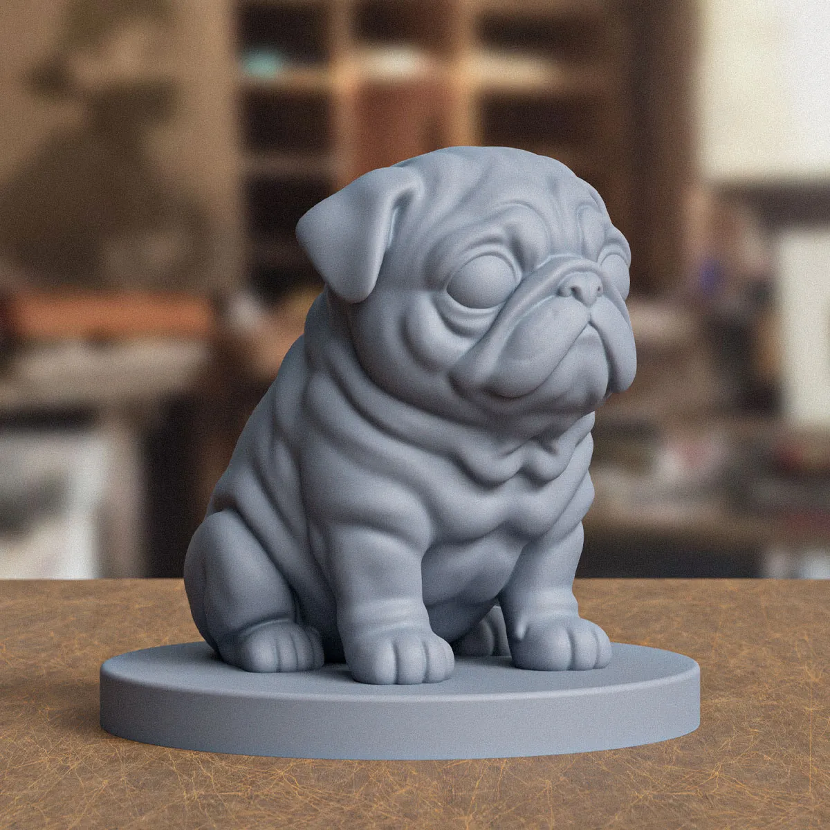 Stylized Pug Statue 3D Print model 3D Print Model .c4d .max .obj .3ds .fbx .stl .blend