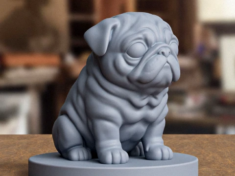 Stylized Pug Statue 3D Print model 3D Print Model