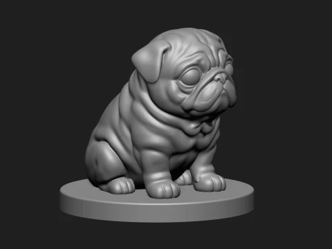 Stylized Pug Statue 3D Print model 3D Print Model