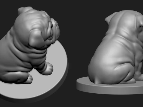Stylized Pug Statue 3D Print model 3D Print Model
