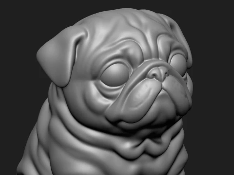 Stylized Pug Statue 3D Print model 3D Print Model