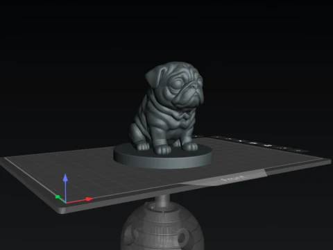 Stylized Pug Statue 3D Print model 3D Print Model