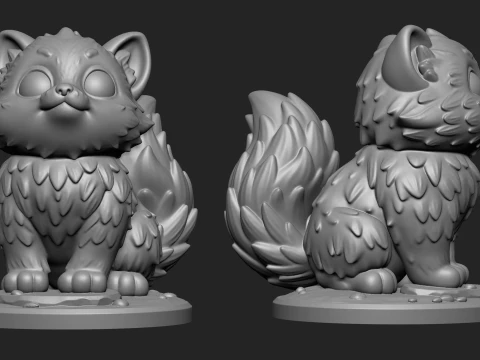 Stylized Cute Cat Statue 3D Print Model 3D Print Model