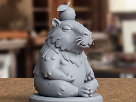 Zen Mediteren Capibara Standbeeld 3D Print Model 3D printmodel