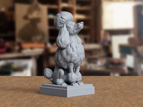 Modello di stampa 3D stilizzato della statua del barboncino reale Modello di stampa 3D