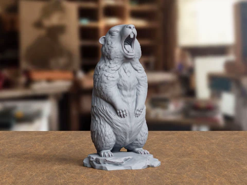 Stylized Screaming Marmot Statue 3D Print Model 3D Print Model