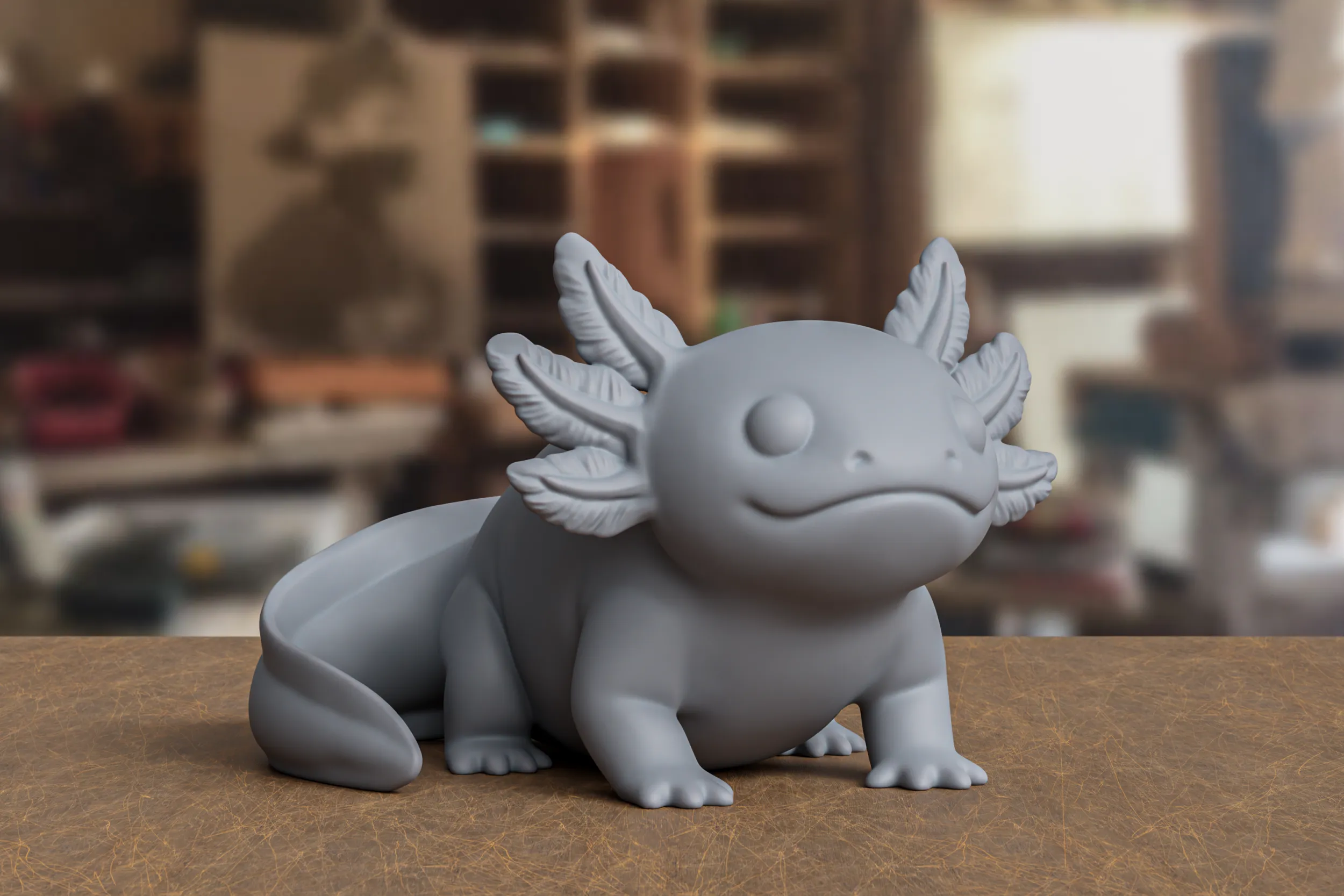 Stylized Cute Axolotl Statue 3D Print Model 3D Print Model .c4d .max .obj .3ds .fbx .stl .blend 