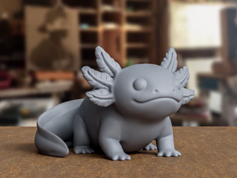 Stylized Cute Axolotl Statue 3D Print Model 3D Print Model