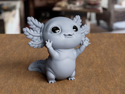 Stylized Happy Axolotl 3D Print Model 3D Print Model