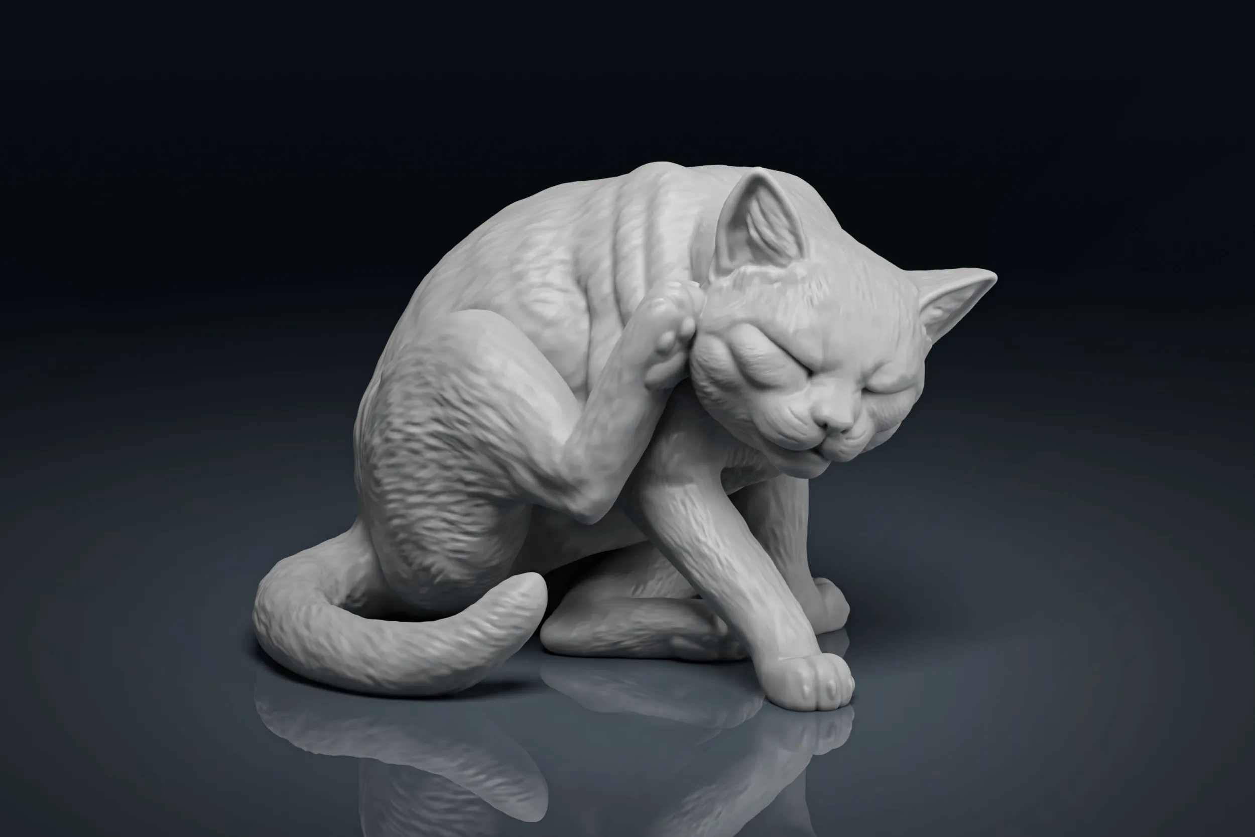 Detailed Scratching Cat 3D Print Model 3D Print Model .c4d .max .obj .3ds .fbx .stl .blend 