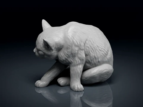 Detailed Scratching Cat 3D Print Model 3D Print Model
