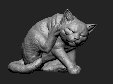 Detailed Scratching Cat 3D Print Model 3D Print Model