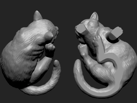 Detailed Scratching Cat 3D Print Model 3D Print Model