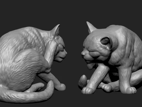 Detailed Scratching Cat 3D Print Model 3D Print Model