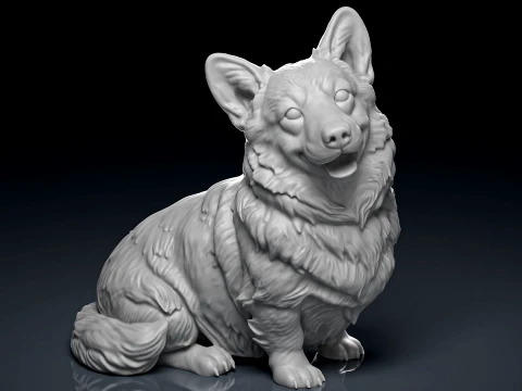 Detailed Happy Corgi Dog 3D Print Model 3D Print Model