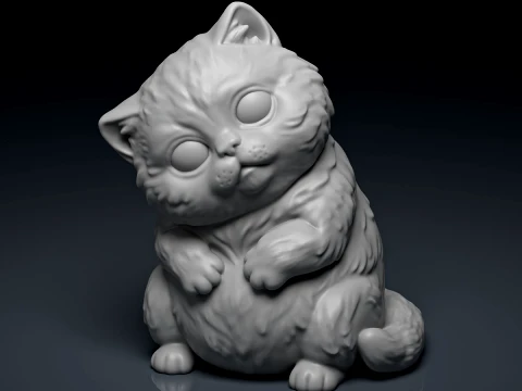 Model Cetak 3D Kucing Lucu Bergaya Model Cetak 3D