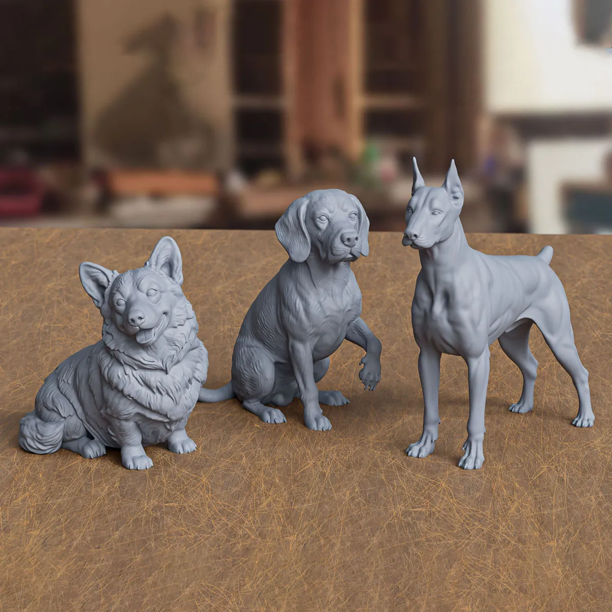 3D Printable Dog Pack 3D Print Model .c4d .max .obj .3ds .fbx .stl .blend 