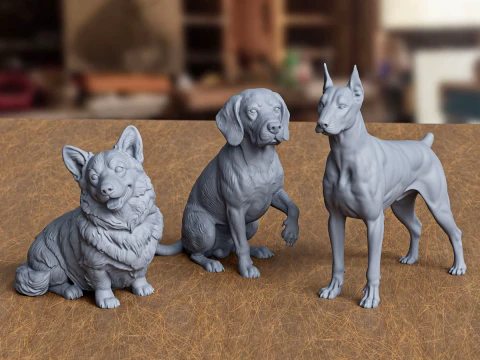 3D Printable Dog Pack 3D Print Model