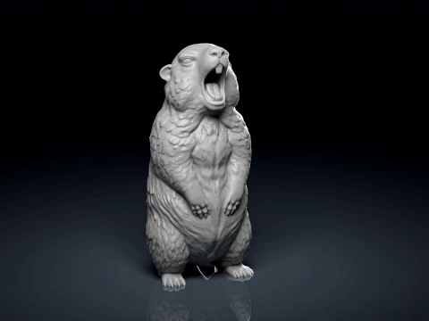 Screaming Marmot Statue 3D print model Modèles 3D en vedette
