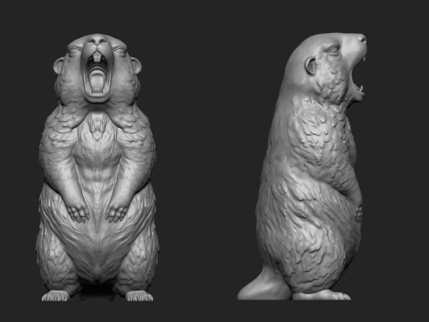 Screaming Marmot Statue 3D print model 3D Print Model