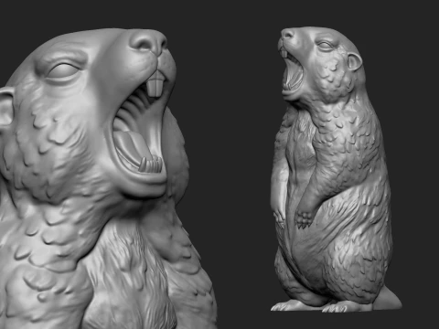 Screaming Marmot Statue 3D print model 3D Print Model