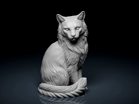 우아한 장발 고양이 3D 프린트 3D 프린트 모델