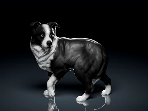 Detailed Standing Collie Dog 3D Print Model 3D Print Model