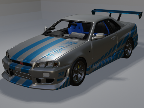 SKYLINE GTR R34 2F2F BRIAN 3Dプリントモデル