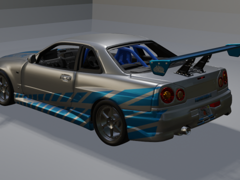 SKYLINE GTR R34 2F2F BRIAN 3Dプリントモデル