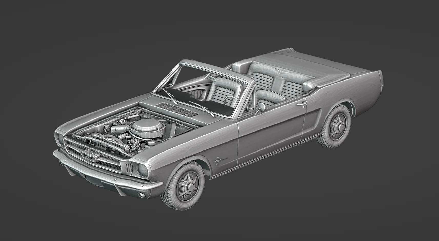 Mustang Convertible 1965 3D Print Model .c4d .max .obj .3ds .fbx .stl .blend 