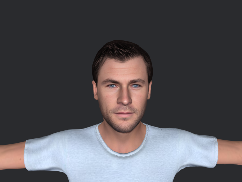 Chris Hemsworth Hyper Realistic Full Body Rigged Character 3D Model