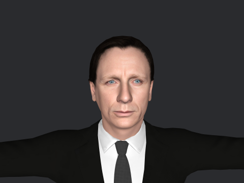 Daniel Craig-James Bond Hyper Realistic Full Body Rigged Character 3D Model