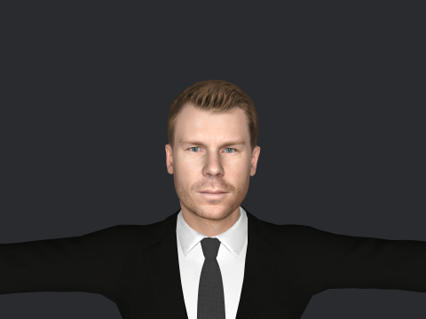David Warner Hyper Realistic Full Body Rigged Character 3D Model