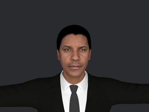 Denzel Washington Hyper Realistic Full Body Rigged Character 3D Model