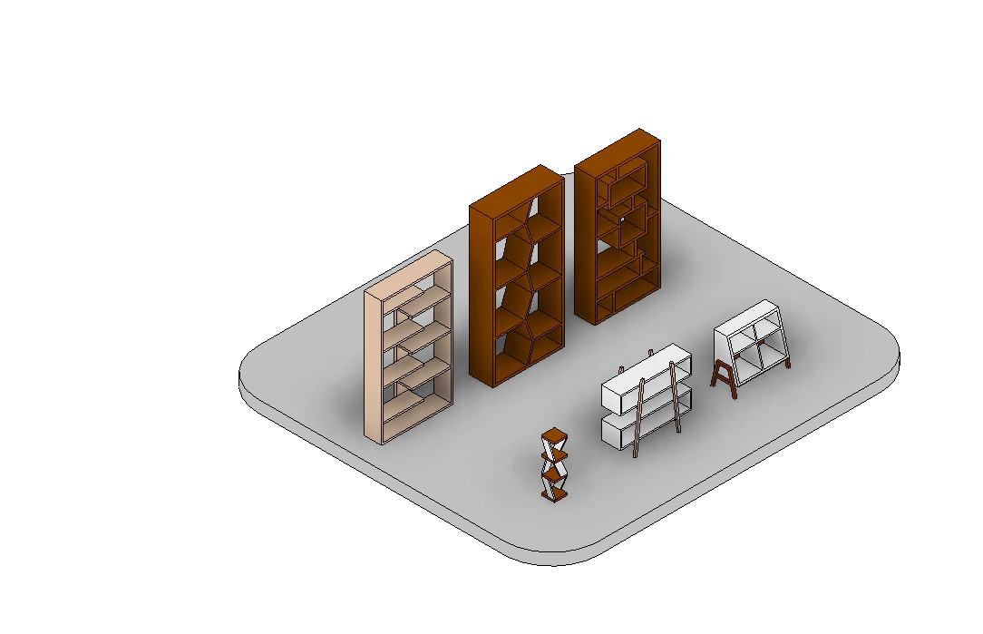 BOOKSHELF REVIT FAMILIES 3D Model .c4d .max .obj .3ds .fbx .stl .blend 