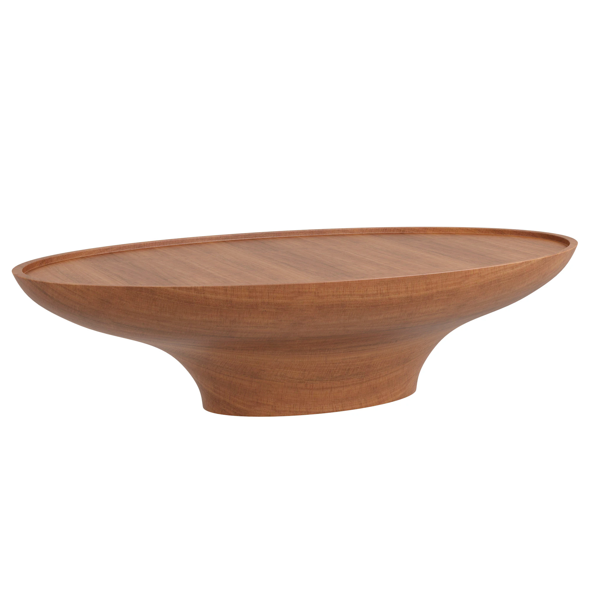 Oval Light Brown Oak Wood Coffee Table 3D Model .c4d .max .obj .3ds .fbx .stl .blend 