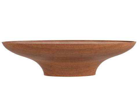 Oval Light Brown Oak Wood Coffee Table Model 3D