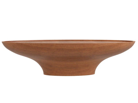 Oval Light Brown Oak Wood Coffee Table 3D Model