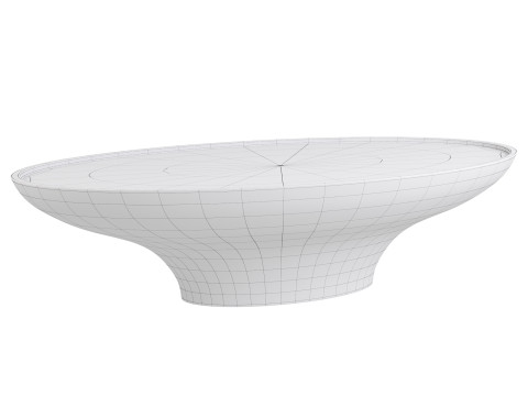 Oval Light Brown Oak Wood Coffee Table Model 3D