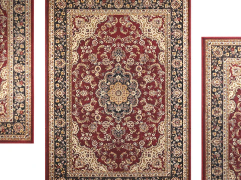 Woven Oriental Rug with Persian Floral Design 3D Model
