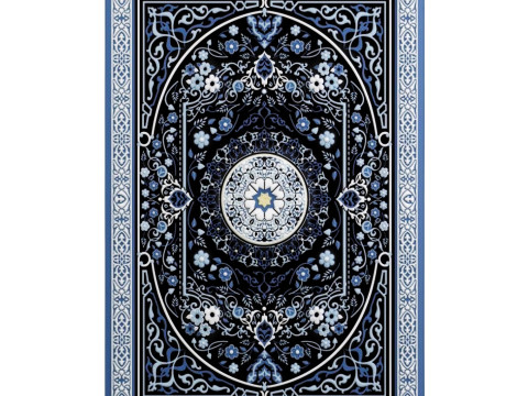 Blue And Black Wintage Rug 3D Model