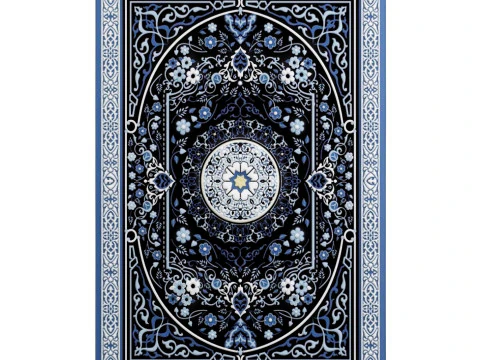 Tapete Wintage Azul e Preto Modelo 3D