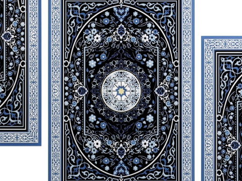 Blue And Black Wintage Rug 3D-Modell