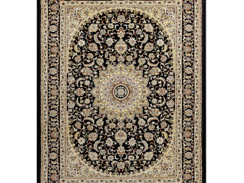 Tapete preto tradicional bem tecido atemporal Aviva Modelo 3D