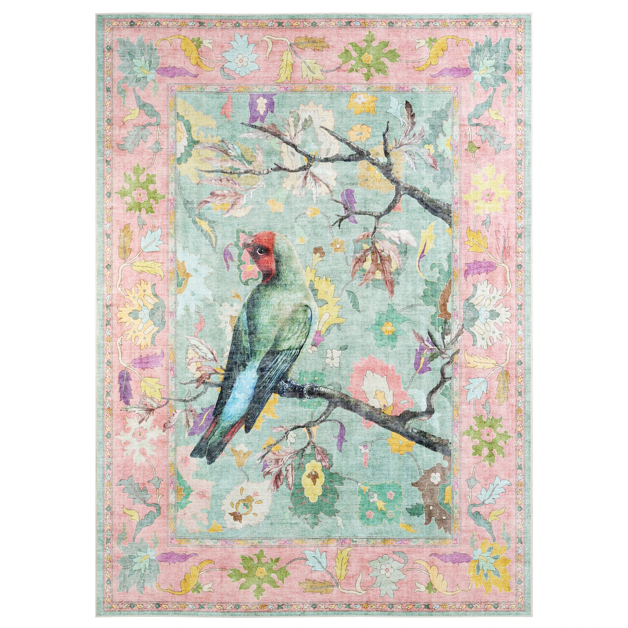 Apollo Botanical Birds Ushak Tropical Green Multi Color Rug 3D Model .c4d .max .obj .3ds .fbx .stl .blend 